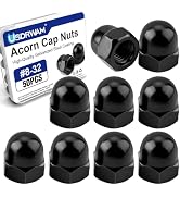 50PCS #8-32 Acorn Cap Nuts, Black Zinc Plated 304 Stainless Steel | Closed-end dome design