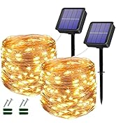 Solar Fairy Lights Outdoor,2 Pack 120LED Solar Lights Outdoor Waterproof 12M/40Ft 8 Modes Outdoor...