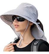 ZEXIAN Womens Sun Hat UPF 50+ Wide Brim and Ponytail Hole, Hiking Safari Hat with Neck Flap…