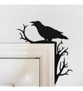 Halloween Door Topper Wall Decor Gothic Black Crow Door Frame Decor Decorative Art Corner Sign Wo...