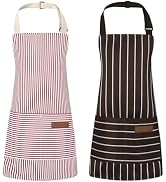 XLSXEXCL 2 Pack Stripes Kids Apron, Kids Cooking Aprons with 2 Pockets, Cute Aprons for Cooking f...