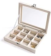 Frebeauty Jewelry Organizer Tray with Clear Lid 12 Grid Velvet Drawer Insert Jewelry Storage Box ...