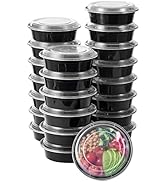 Jaluxing 24 oz 50 ct Round Meal Prep Containers with Lids Plastic Food Storage Lunch Plan To Go B...