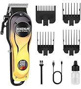 HIENA PRO Electric Hair Clipper & Trimmer for Men, Professional Cordless Barber Tool with LED Dis...