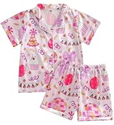 Kuriozud Birthday Girl Pajamas Silk Stain Pjs Shirt Tops+Shorts 2Piece Set Birthday Toddler Kids ...