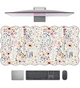 Floral Desk Mat, Cute XXL Large Scalloped Mouse Pads Gaming Desk Pad, Keyboard Pad Desk Matt Comp...