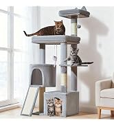 Taoqimiao Cat Tree for Indoor Cats, 55.1In Sturdy Cat Tower, Large Platform, Rotatable Round Cond...