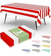 misaya 3 Packs Striped Disposable Table Cloth, 54 x 108 Inch Waterproof Rectangle Tablecloth, Lea...