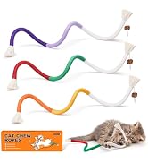 Potaroma Cat Toys Chew Ropes 3Pcs with Refillable Natural Catnip, Safe Teeth Cleaning Toy for Ind...
