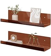 RRG 15 Inch Acrylic Floating Shelves, 2 Pack Kids Floating Bookshelf Wall Mounted Display Shelf f...