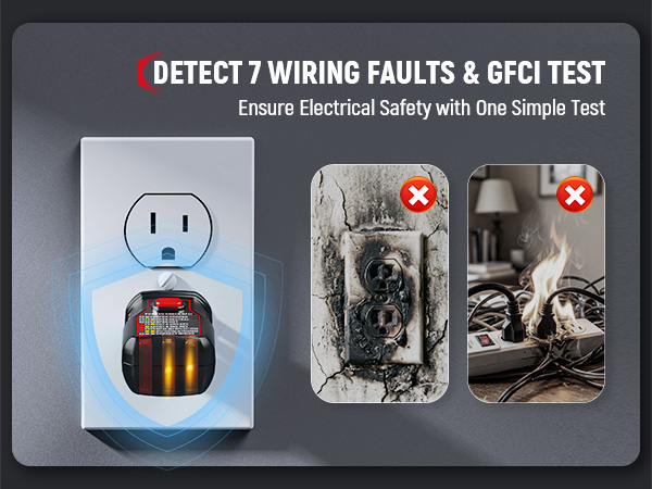 DETECT 7 WIRING FAULTS & GFCI TEST