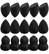 Makeup Sponge Set 15 Pcs Black, Soft Foundation Sponge & Powder Puff, Latex-Free Beauty Makeup Sp...
