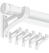 TOKPLNU Curtain Rod Holders, Heavy Duty Curtain Rods Bracket 6 Pack White Rod Hooks Hangers Fit f...