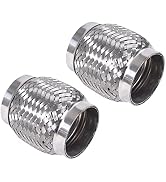 FGJQEFG 2PCS Exhaust Flex Pipe Stainless Steel Double Braid Long Heavy Duty 2''Inch x 4''Inch w/E...