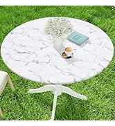 Moosfor Spandex Elastic Fitted Round Tablecloth for 45"-56" Tables, Stretch Washable Reusable Tab...