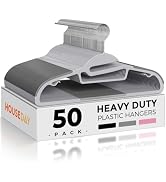 HOUSE DAY Grey Plastic Hangers 50 Pack, Slim Space Saving, Non Slip Hangers with Rubber Pads, Stu...