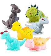Mold Free Dinosaur Bath Toys for Toddlers/ Infants/ Babies, No Hole No Mold Bathtub Toys (6 Pcs w...