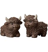 Qomamount Highland Cow Decor,2Pcs Cute Scottish Highland Cow Gifts,Standing Sitting Poses Resin F...