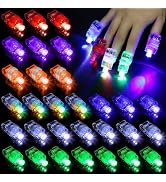 210 Pcs LED Finger Lights, 7 Colors Finger Flashlights, Battery Powered Light Up Finger Ring Toys...