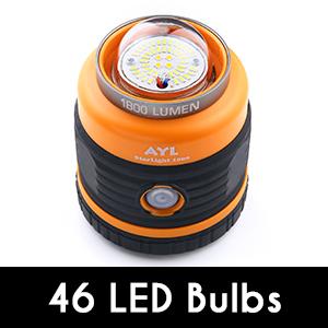 Camping light has 46 LED bulbs