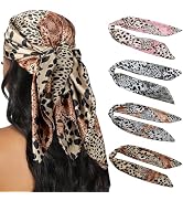 HBselect 4PCS Head Scarf for Women 35” Head Scarves Silk Like Satin Neck Scarfs Square Bandana Ha...