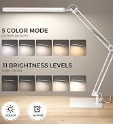 SKYLEO LED Desk Lamp with Slim Base - Adjustable Swing Arm Desk Light, Dimmable, Timer, Eye Prote...