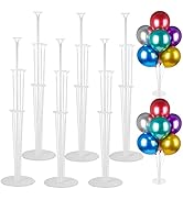 Voircoloria 6 Sets Balloon Stand Kits, Balloon Sticks Holders with Base for Table Graduation Birt...
