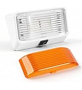 Rvhouse 12V RV Exterior Porch Light, 500LM Dual Lens, White | Built-in switch, removable clear an...