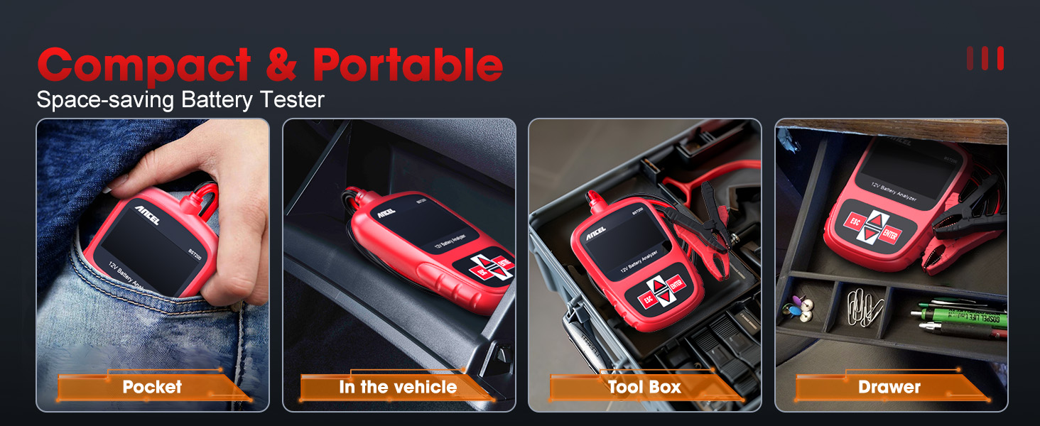 Space-saving Battery Tester - Compact & Portable