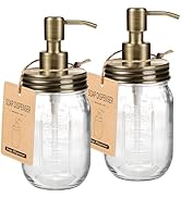 Amolliar Mason Jar Liquid Soap Dispenser, 16OZ Glass Countertop Lotion Dispenser Bottle, Farmhous...