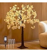 LITBLOOM White Cherry Blossom Tree with Lights 4FT 180 Fairy Lights, Faux Lighted Tree for Indoor...