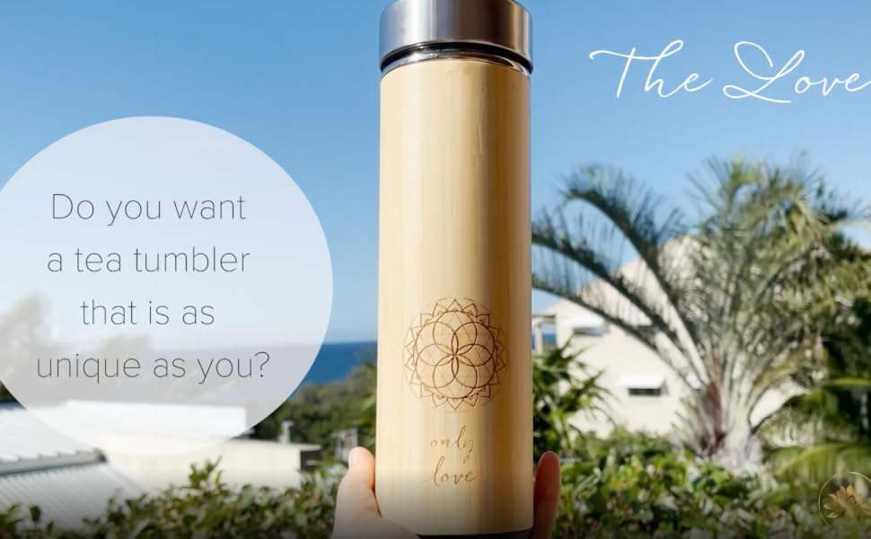 The Love Bamboo Tea Mug Tumbler with Strainer and Infuser - Perfect for Loose Leaf Tea