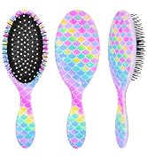 Detangling Brush for Kids' Curly, Thick Hair - Pink Pain-Free Unicorn Mermaid Hairbrush for Toddl...