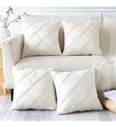 OTOSTAR Set of 4 Soft Velvet Decorative Throw Pillow Covers Diamond Pattern Square Pillowcases Lu...