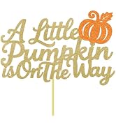 ANFEST A Little Pumpkin is On the Way Glitter Shower Cake Topper Decoration | A Little Pumpkin Pa...