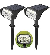 GLPE Solar Spot Lights Outdoor,IP67 Waterproof Cool Warm White 3 Color Modes Solar Powered Landsc...