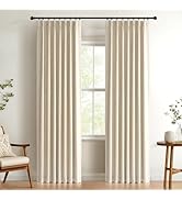 100% Blackout Shield Linen Look Textured Pinch Pleated Curtains Blackout Drapes 84 Inch Long 2 Pa...