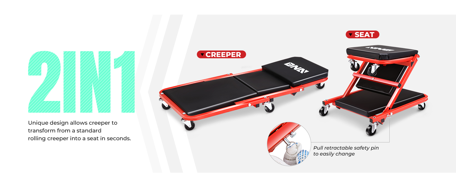 2 IN 1 Rolling Folding Car Creeper