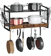 CHOEZON Hanging Pot Rack, Pot Rack Wall Mounted, 2-Tier Kitchen Pot and Lid Organizer, Wall-Mount...