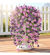 Doxcore Artificial Hanging Flowers for Outdoors, 6PCS Faux Silk Artificial Flowers for Outdoors, ...