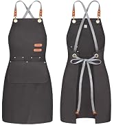 BeLuyi chef apron bib tool apron for man woman cross back straps with 4 pockets for kitchen cooki...