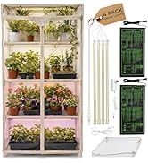Carpathen Indoor Greenhouse with Grow Light - 4 Tiers 27.2"L x 19.3"W x 54"H with 2 Heat Mats and...