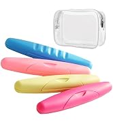 YKuzLx 4 Packs Toothbrush Travel Case, Portable Travel Toothbrush Holder with Large Toiletry Bag ...
