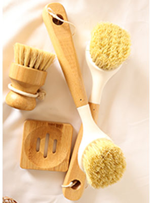 wooden scrub brush for dishes