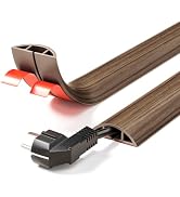 5-ft Floor Cord Cover, Self-Adhesive Cable Covers for Wires, Sandalwood | WUITAOUY Wood-Grain Pow...