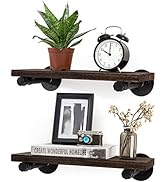Mkono Floating Shelves Wall Mounted Industrial Shelves Rustic Wood Wall Shelf with Pipe Brackets ...