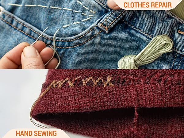 Processes with large eye sharp needles - hand sewing and clothes repair