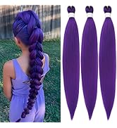 Purple Braiding Hair Pre Stretched 26 Inch Long Straight Hair Extensions for Braiding Halloween C...