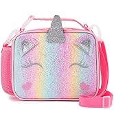 Hairao Unicorn Lunch Box for Girls With Adjustable Shoulder Straps Rainbow Lunch Bag Waterproof T...