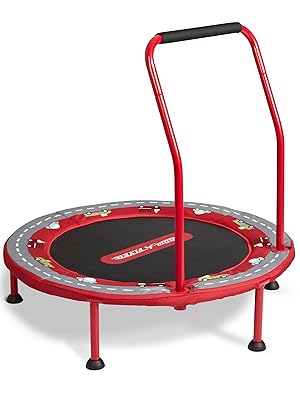 Red trampoline on white background